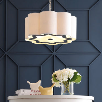 Coquille 20" Adjustable Scalloped Shade Metal LED Pendant - JONATHAN Y